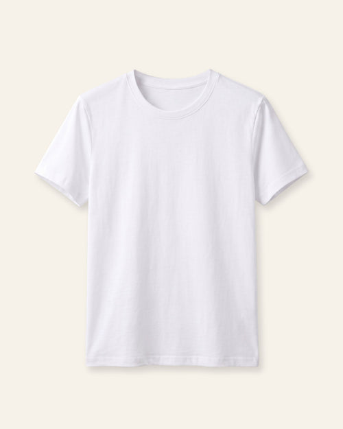 Girls white basic tee, front