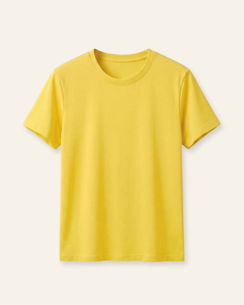 Girls yellow basic tee, front