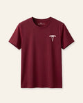 Kids maroon basic tee with a white OUTCAST logo, flat front